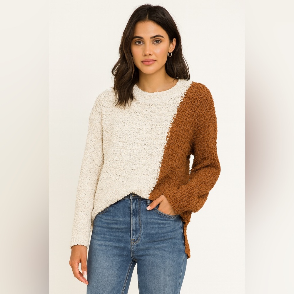 Bobeau Sweater Women's Small Cream Long Sleeve Textured Popcorn Chunky Knit Boho